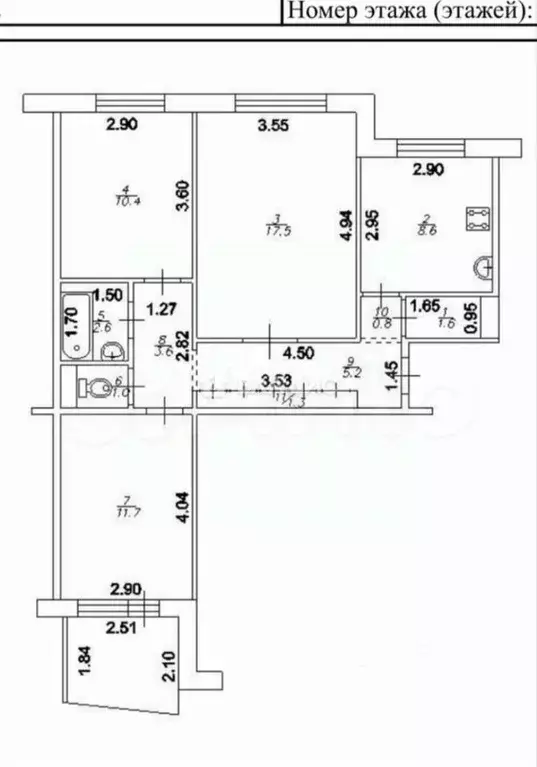 3-к кв. Смоленская область, Смоленск ул. Петра Алексеева, 4 (68.3 м) - Фото 2