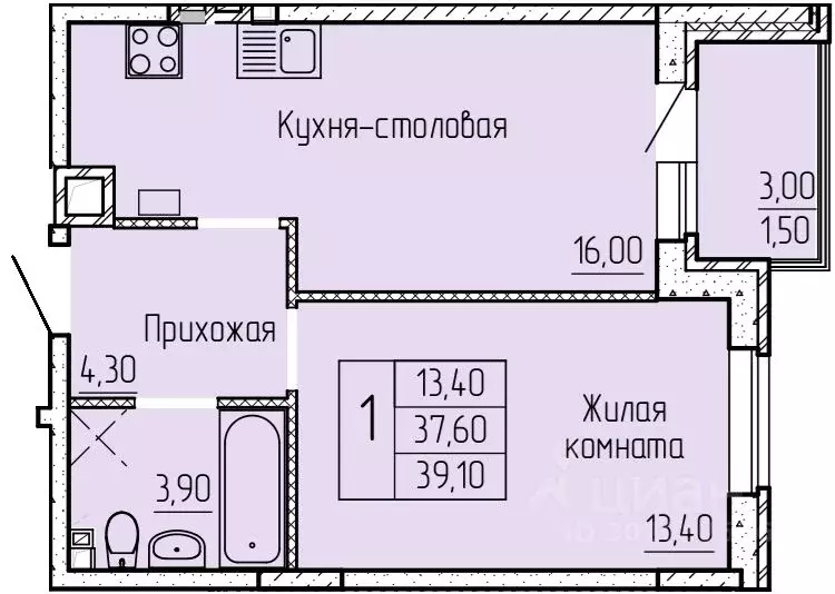 1-к кв. Ростовская область, Батайск ул. Макаровского, 4к1 (39.3 м) - Фото 0