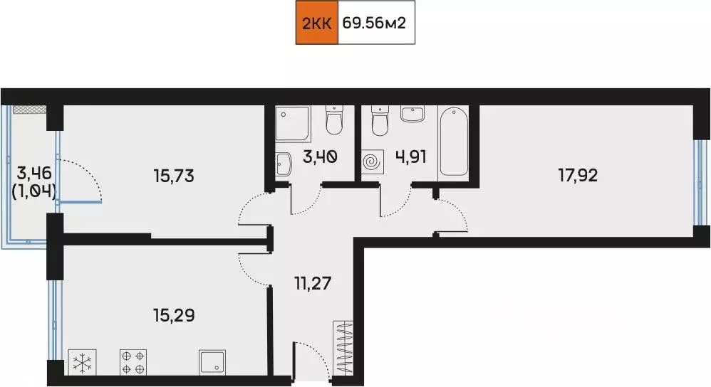 2-к кв. Санкт-Петербург 7-я Васильевского острова линия, 84 (69.56 м) - Фото 0