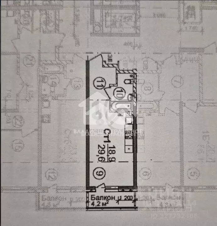 Студия Новосибирская область, Новосибирск ул. Гоголя, 40/1 (30.9 м) - Фото 2