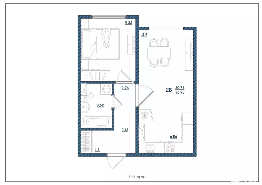 2-к кв. Тверская область, Тверь ул. Левитана, 93А (37.0 м) - Фото 2