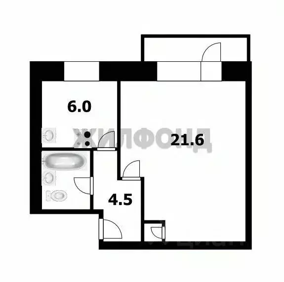 1-к кв. Новосибирская область, Новосибирск Гидромонтажная ул., 54 ... - Фото 0