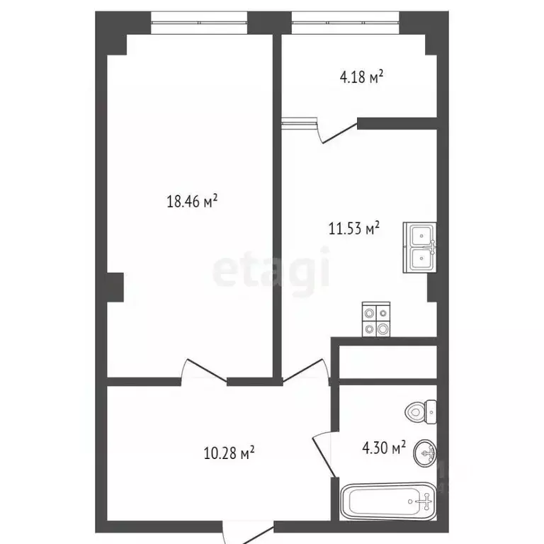 1-к кв. Белгородская область, Белгород ул. Есенина, 9к1 (48.75 м) - Фото 1
