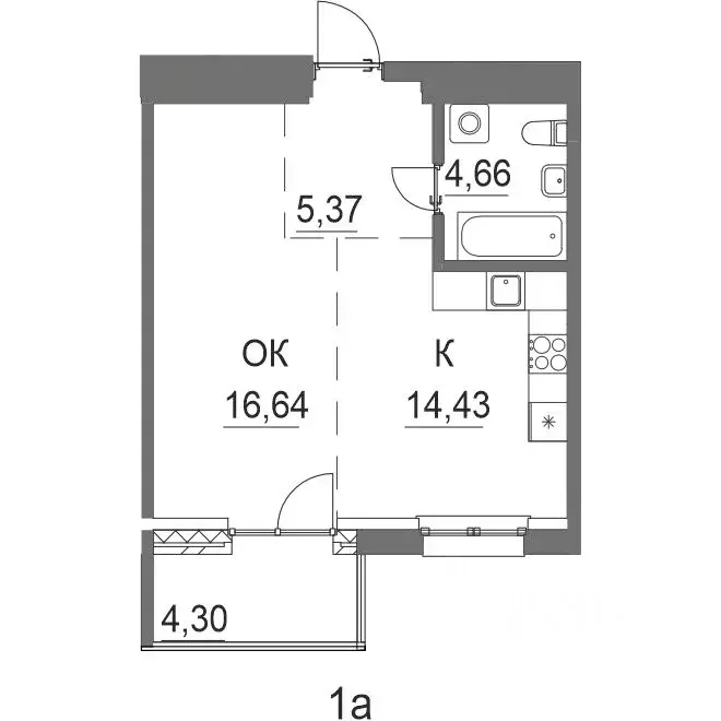 1-к кв. Иркутская область, Иркутск ул. Пискунова, 132Б (45.4 м) - Фото 2