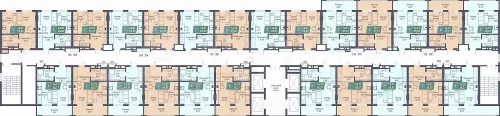 Апартаменты-студия, 25,4 м, 18/23 эт. - Фото 1