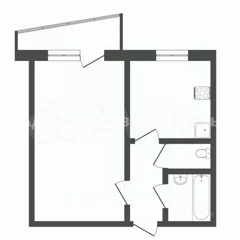 1-к. квартира, 33,8 м, 1/9 эт. - Фото 0