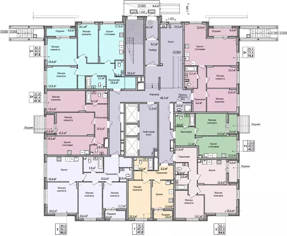 2-комнатная квартира: Нижний Новгород, улица Академика Чазова, 3 (64.6 ... - Фото 2