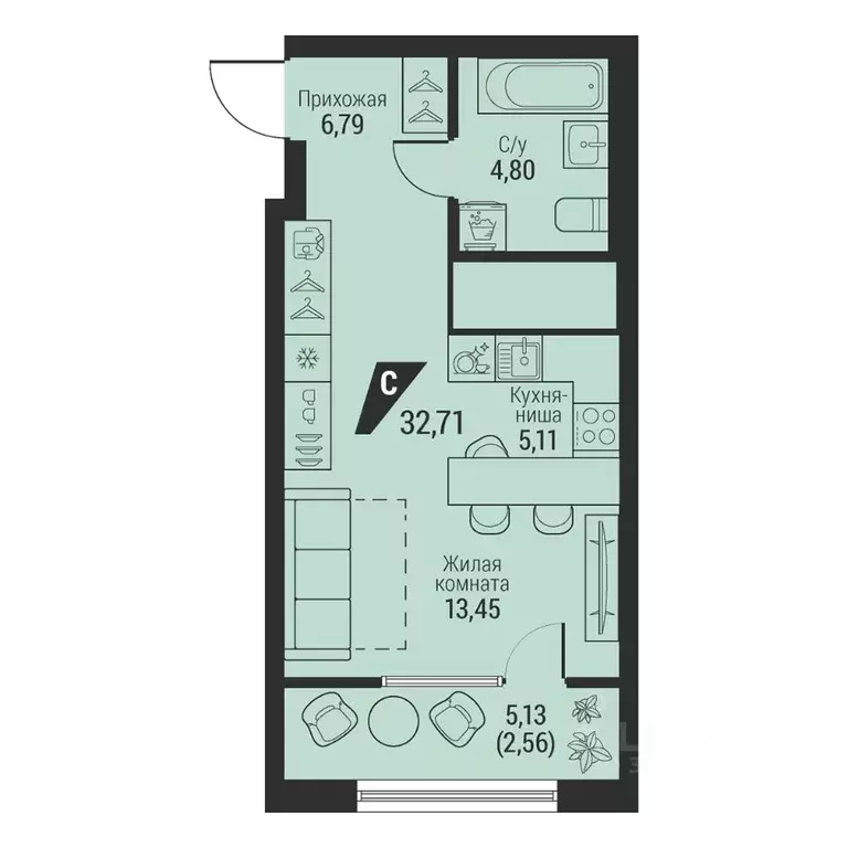 1-к кв. Свердловская область, Екатеринбург просп. Космонавтов, 100 ... - Фото 1