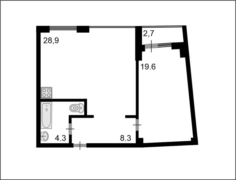 2-к кв. Санкт-Петербург ул. Матроса Железняка, 57 (62.0 м) - Фото 1