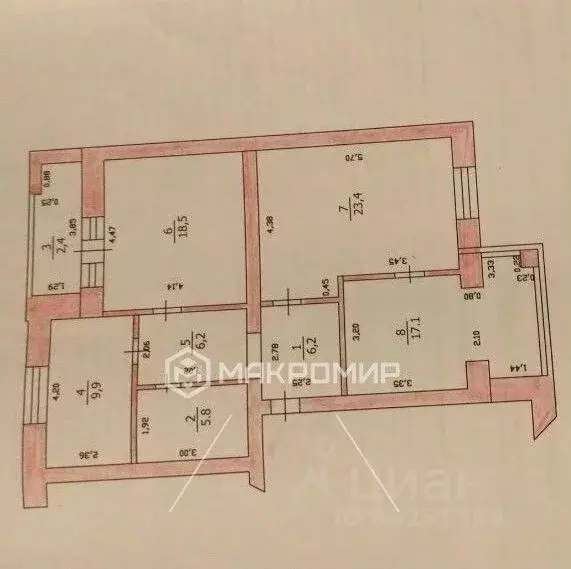 3-к кв. Татарстан, Казань ул. Николая Ершова, 49Д (85.5 м) - Фото 2