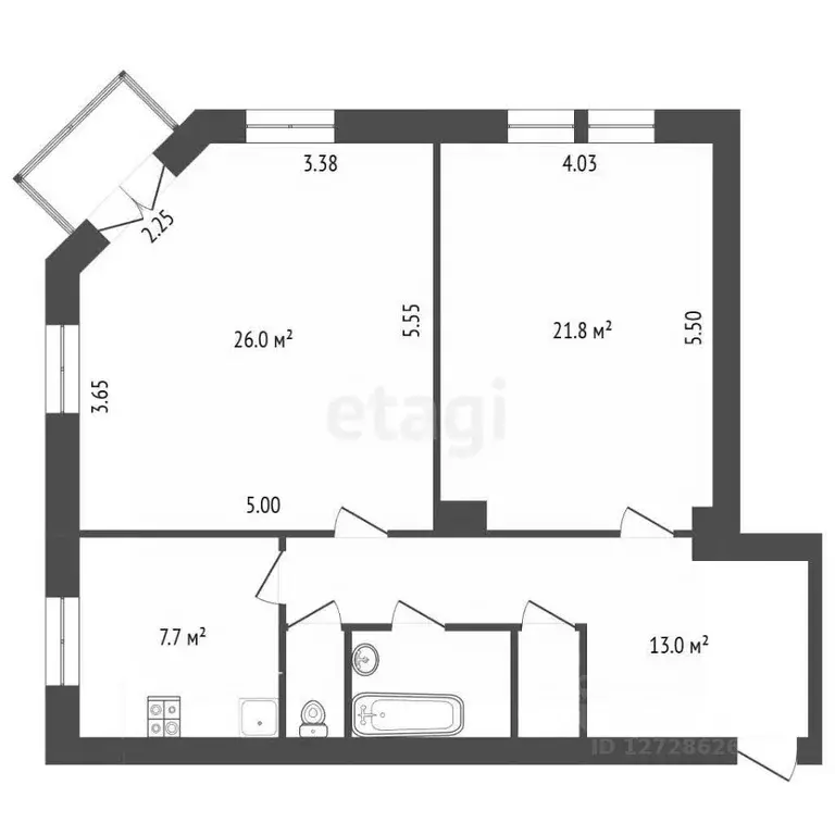 2-к кв. Калужская область, Калуга ул. Пухова, 50 (74.8 м) - Фото 2