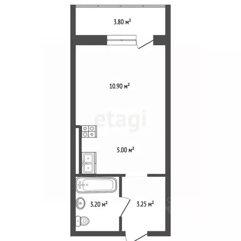 Студия Калининградская область, Калининград Батальная ул., 100 (23.35 ... - Фото 2