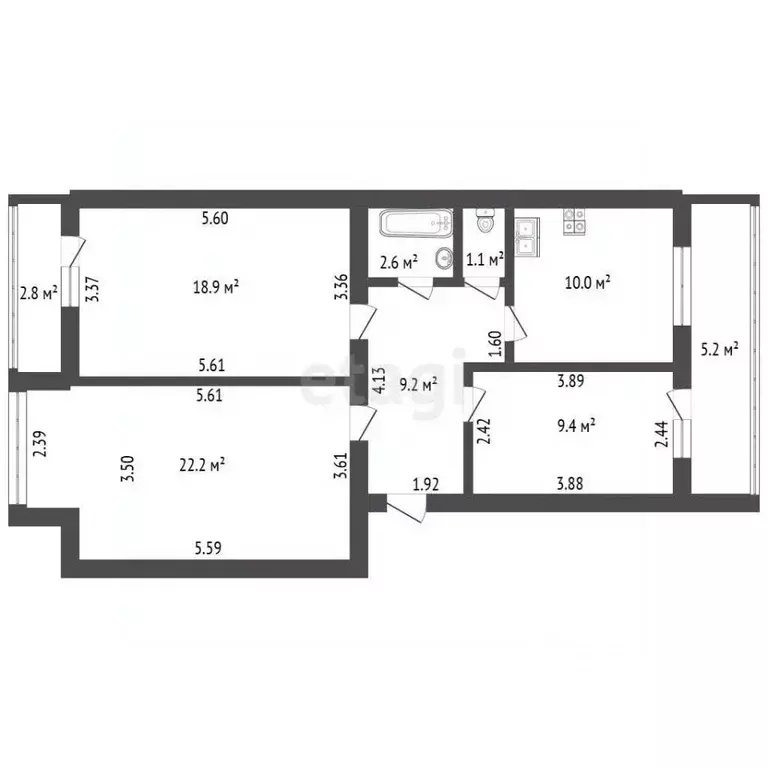 3-к кв. Санкт-Петербург ул. Кораблестроителей, 12к2 (73.4 м) - Фото 2