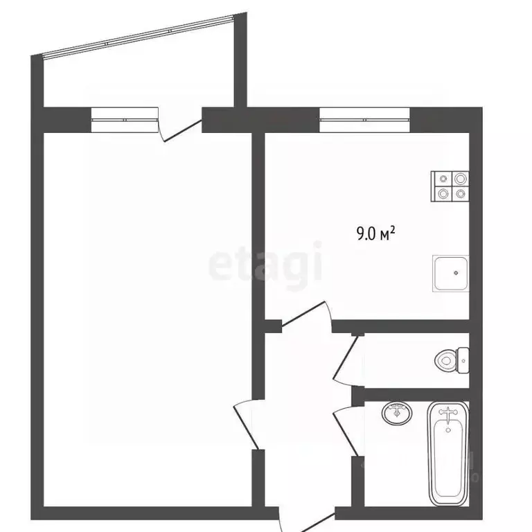 1-к кв. Тюменская область, Тюмень ул. Пермякова, 60 (32.5 м) - Фото 2