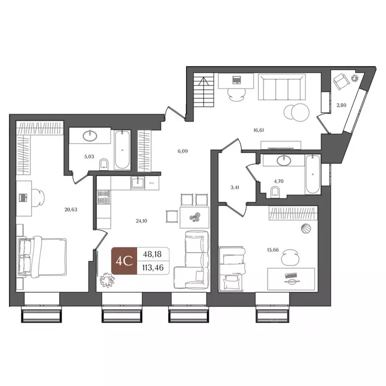 4-к кв. Башкортостан, Уфа Глумилино жилрайон, Холмогоры жилой комплекс ... - Фото 0