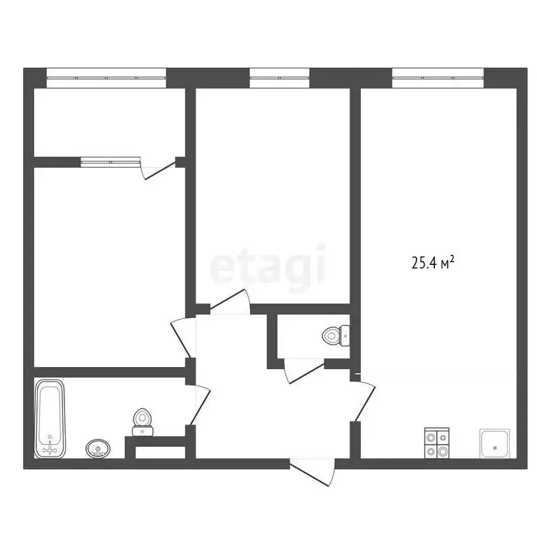 2-комнатная квартира: Тюмень, улица Братьев Бондаревых, 1 (69 м) - Фото 1