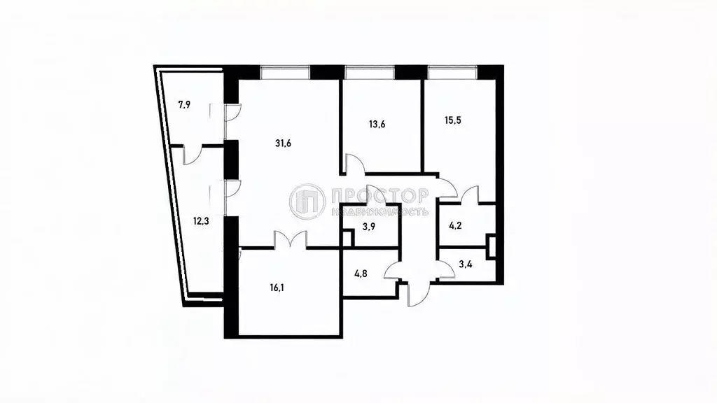 3-к кв. Москва ул. Эдуарда Стрельцова, 2к2 (112.0 м) - Фото 2