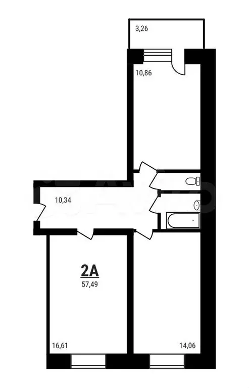 2-к. квартира, 57,5 м, 3/5 эт. - Фото 0