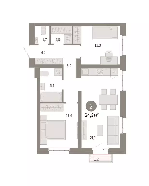 2-комнатная квартира: Москва, жилой комплекс Квартал Метроном (64.4 м) - Фото 0