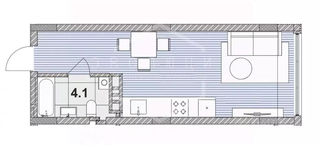 Студия Калининградская область, Зеленоградск ул. Гагарина, 87 (29.1 м) - Фото 2