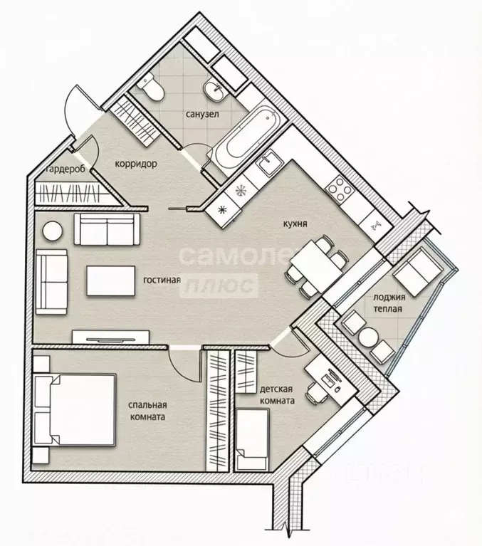 3-к кв. Хабаровский край, Хабаровск ул. Демьяна Бедного, 14 (68.2 м) - Фото 2