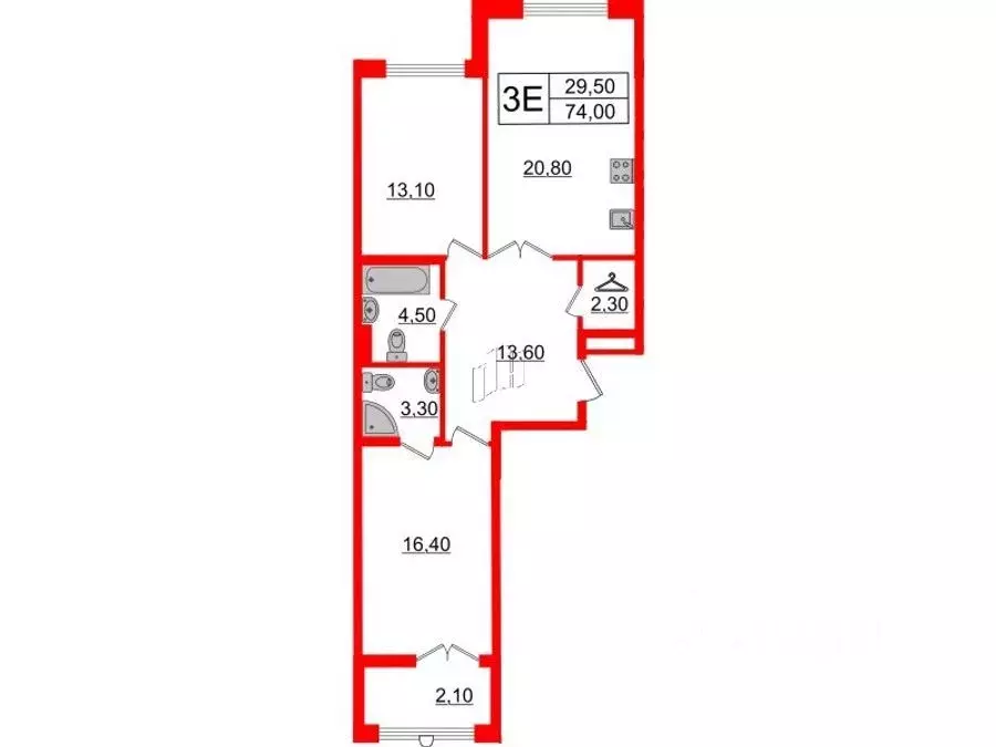 2-к кв. Санкт-Петербург Миргородская ул., 1 (74.0 м) - Фото 1