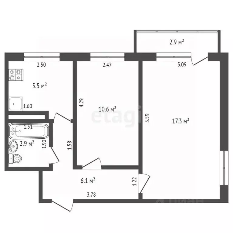 2-к кв. Самарская область, Самара ул. Мориса Тореза, 101 (42.0 м) - Фото 1