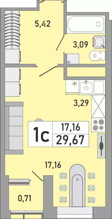 1-к кв. Башкортостан, Уфа Бакалинская ул., 9/1 (29.67 м) - Фото 1