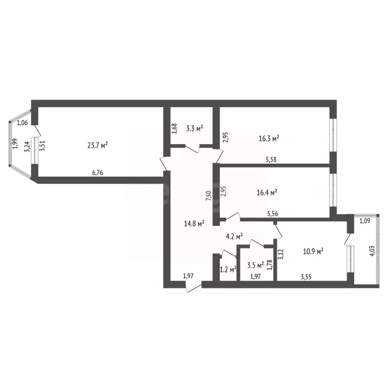 3-к кв. Амурская область, Благовещенск 2-й мкр, ул. Кантемирова, 23 ... - Фото 2