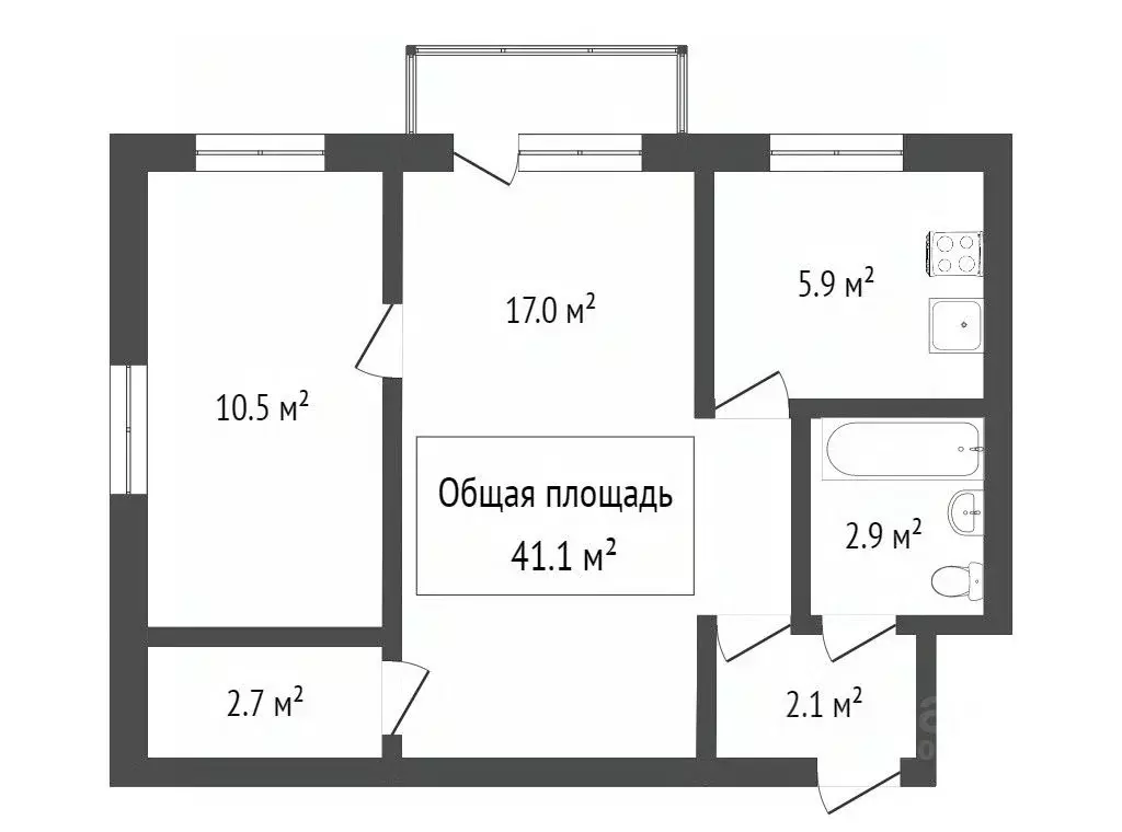 2-к кв. Томская область, Томск ул. Елизаровых, 42 (42.0 м) - Фото 1