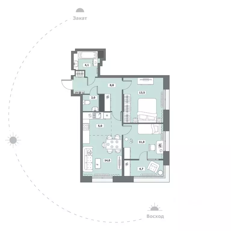 2-к кв. Вологодская область, Вологда ул. Возрождения, 35к6 (63.1 м) - Фото 1