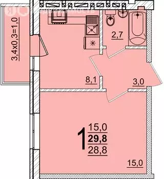 1-комнатная квартира: аул Новая Адыгея, улица Тургеневское шоссе, ... - Фото 1