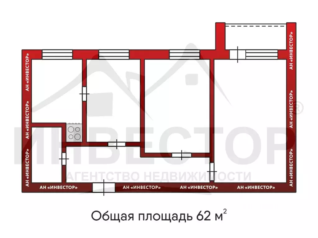 3-к кв. Челябинская область, Челябинск Комсомольский просп., 52 (62.0 ... - Фото 2