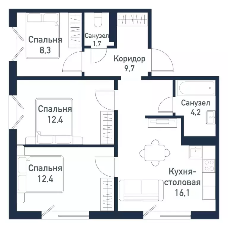 3-к кв. Челябинская область, Челябинский городской округ, пос. ... - Фото 0