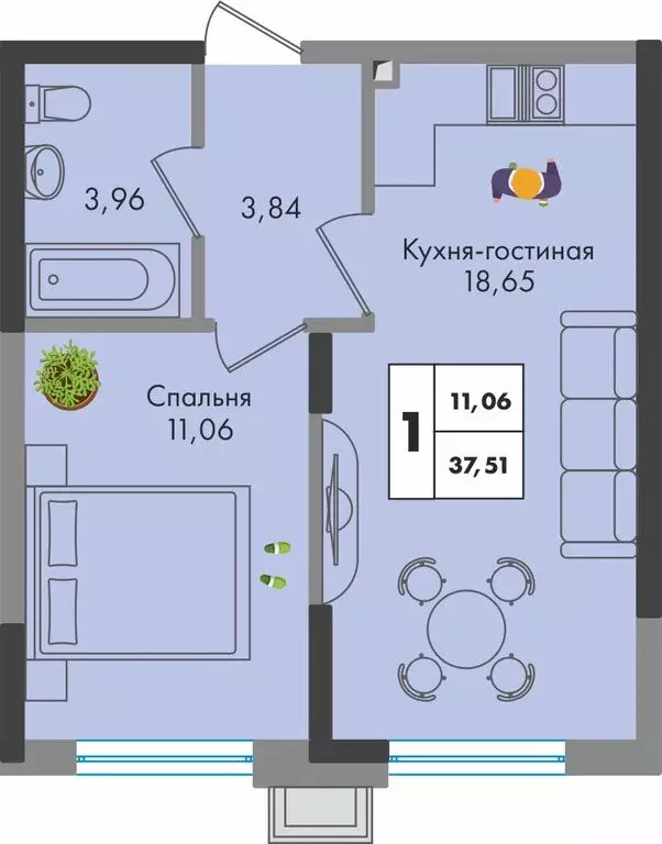1-комнатная квартира: Краснодар, улица имени Генерала Брусилова, ... - Фото 0