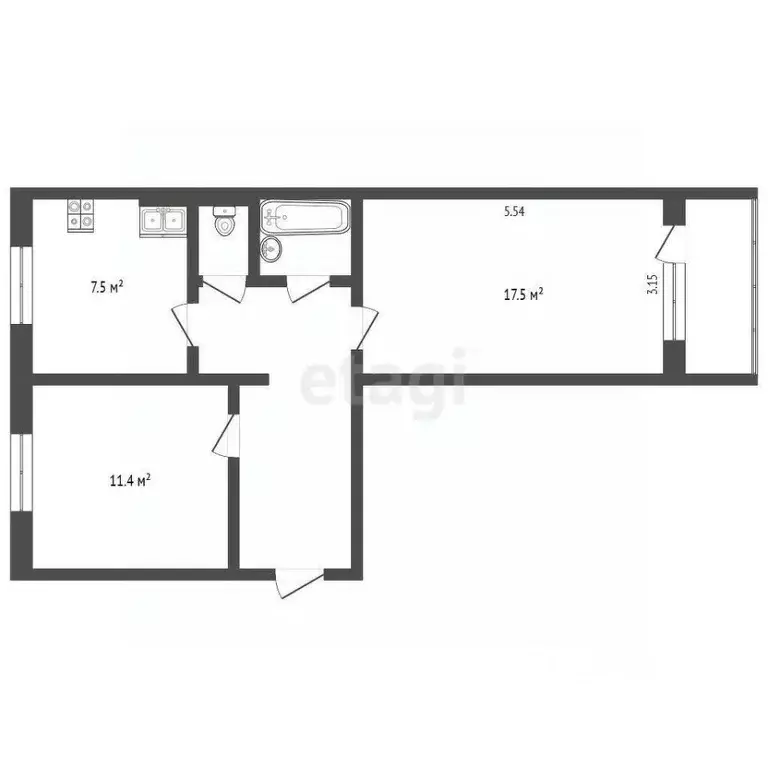 2-к кв. Ямало-Ненецкий АО, Муравленко Российская ул., 48 (51.5 м) - Фото 2