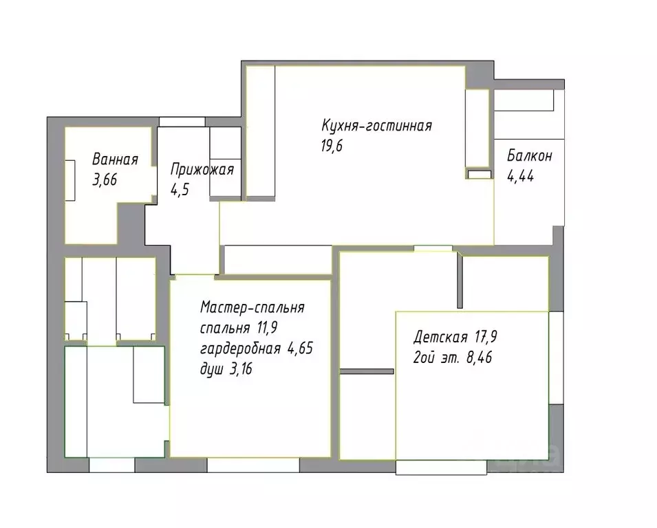 2-к кв. Ленинградская область, Ломоносовский район, Аннинское ... - Фото 2