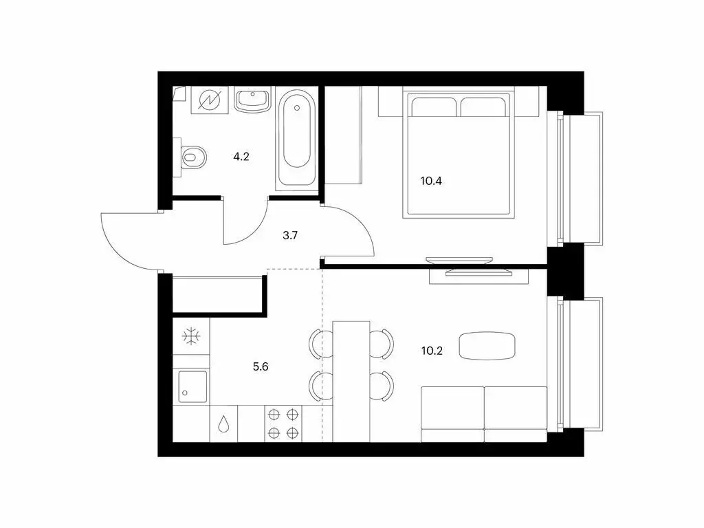 1-комнатная квартира: Казань, ЖК Сиберово, 2 (34.1 м) - Фото 0