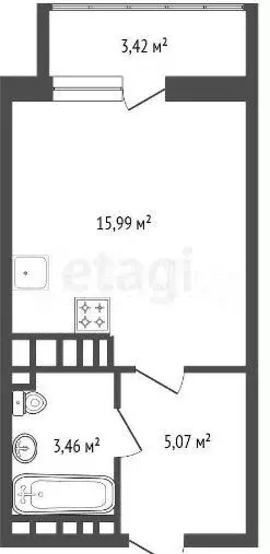 Квартира-студия, 26,2 м, 20/21 эт. - Фото 0