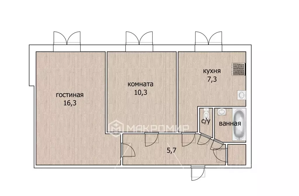 2-к кв. Московская область, Мытищи ул. Академика Каргина, 36 (43.1 м) - Фото 2