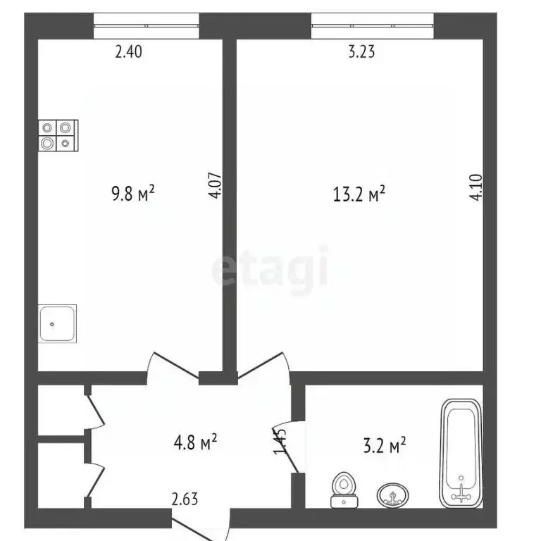 1-к кв. Ямало-Ненецкий АО, Новый Уренгой Мирный мкр, 6/3 (32.5 м) - Фото 2