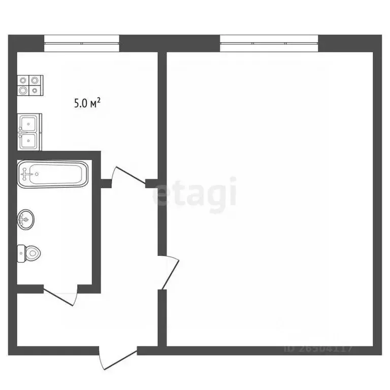 1-к кв. Севастополь ул. Пролетарская, 15 (29.3 м) - Фото 1