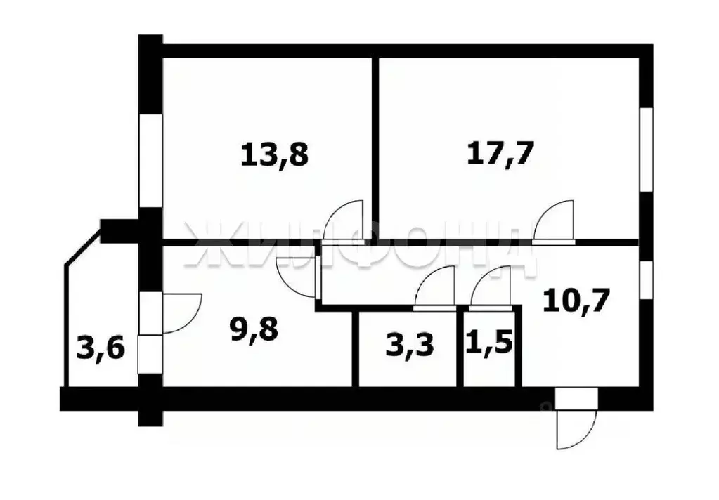 2-к кв. Новосибирская область, Кольцово рп ул. Вознесенская, 1 (52.0 ... - Фото 1