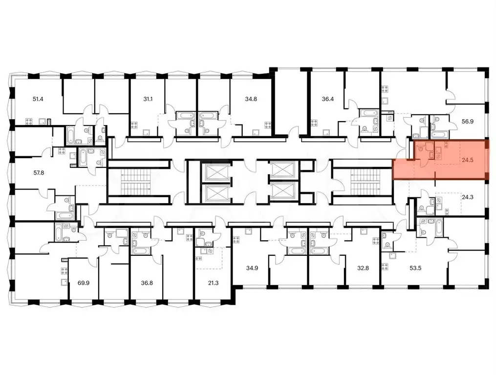 Квартира-студия, 24,5 м, 20/32 эт. - Фото 1