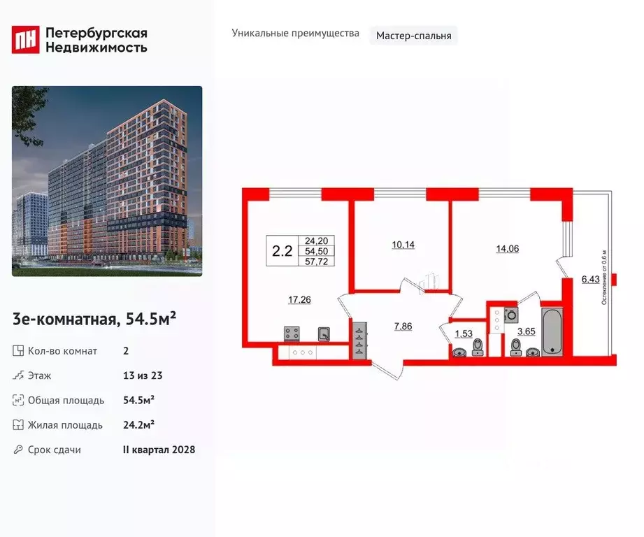 2-к кв. Ленинградская область, Всеволожский район, Свердловское ... - Фото 1