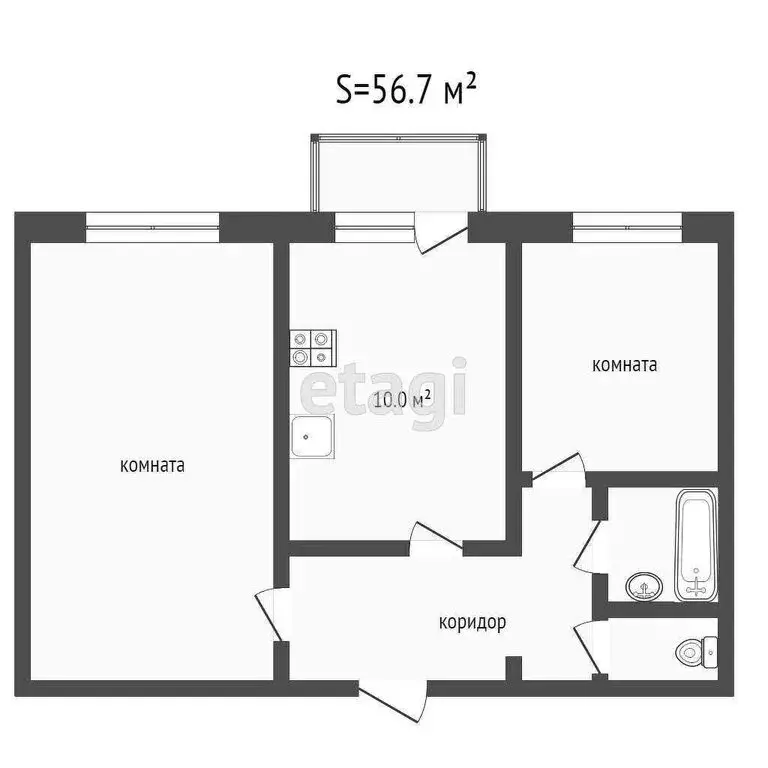 2-комнатная квартира: Усинск, Комсомольская улица, 15 (55.1 м) - Фото 1