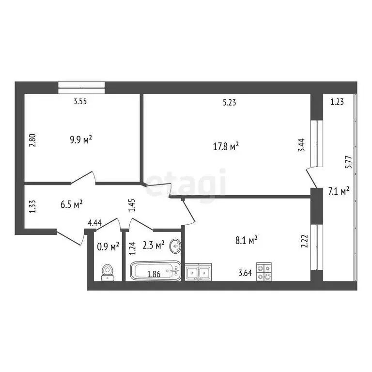 2-комнатная квартира: Якутск, улица Кузьмина, 29/1 (45.5 м) - Фото 0