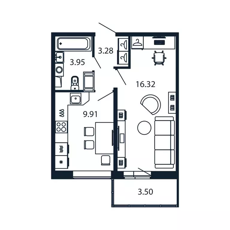 1-комнатная квартира: Мурино, Воронцовский бульвар, 21к1 (32.6 м) - Фото 1