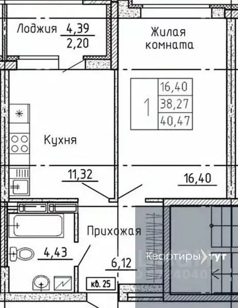 1-к кв. Воронежская область, Воронеж Московский просп., 66 (40.47 м) - Фото 0