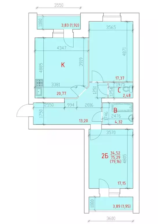 2-к кв. Вологодская область, Череповец 109-й мкр,  (79.16 м) - Фото 0